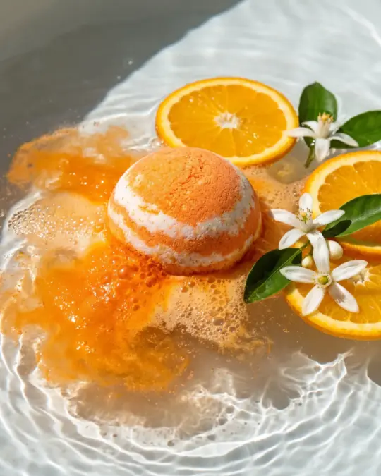 Azahar Bath Bomb, Neroli & Orange, texture close-up