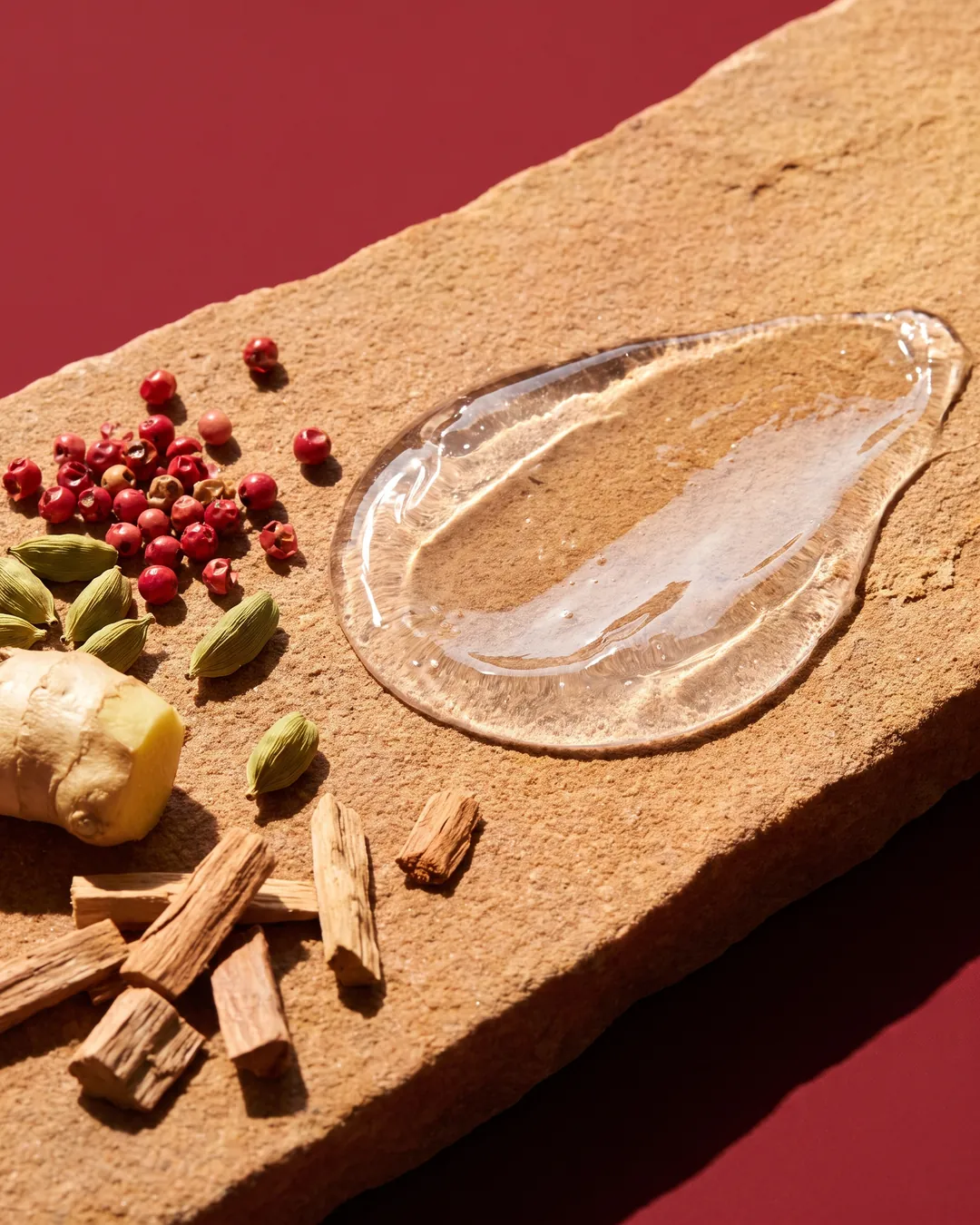 Especiada Body Serum, Spices & Sandalwood, texture close-up