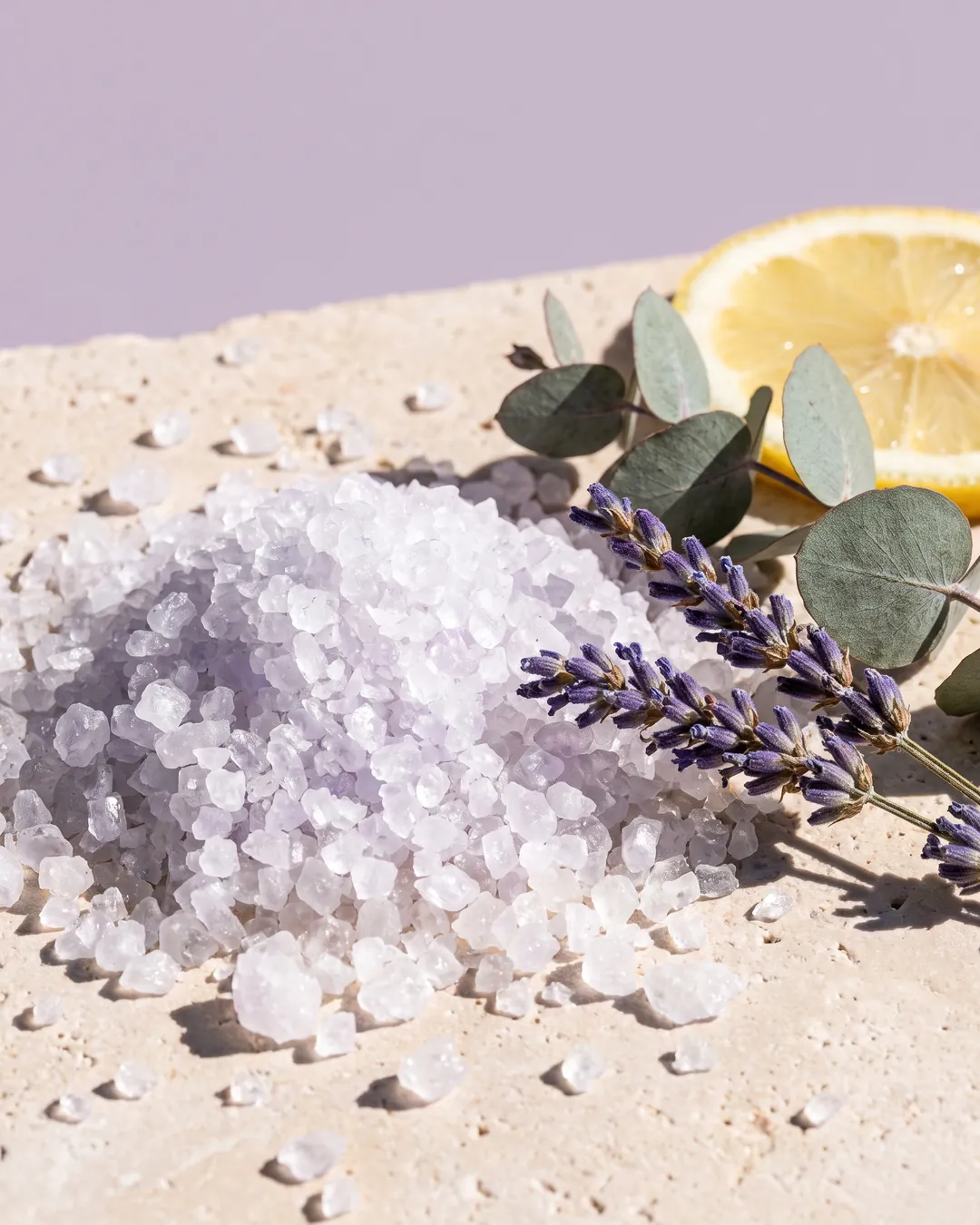 Remojón Magnesium Lavender Bath Salt, texture close-up